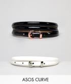 Asos Design Curve 2 Pack Skinny Waist & Hip Belts In Patent - Multi
