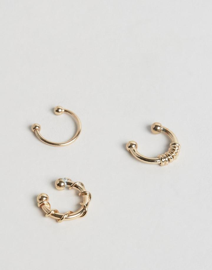 Asos Pack Of 3 Faux Nose Rings - Gold