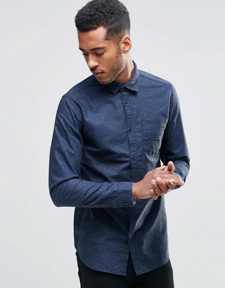 Jack & Jones Shirt With Contrast Buttons - Navy