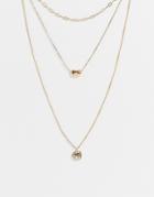 Topshop Oval Coin Multirow Necklace In Gold