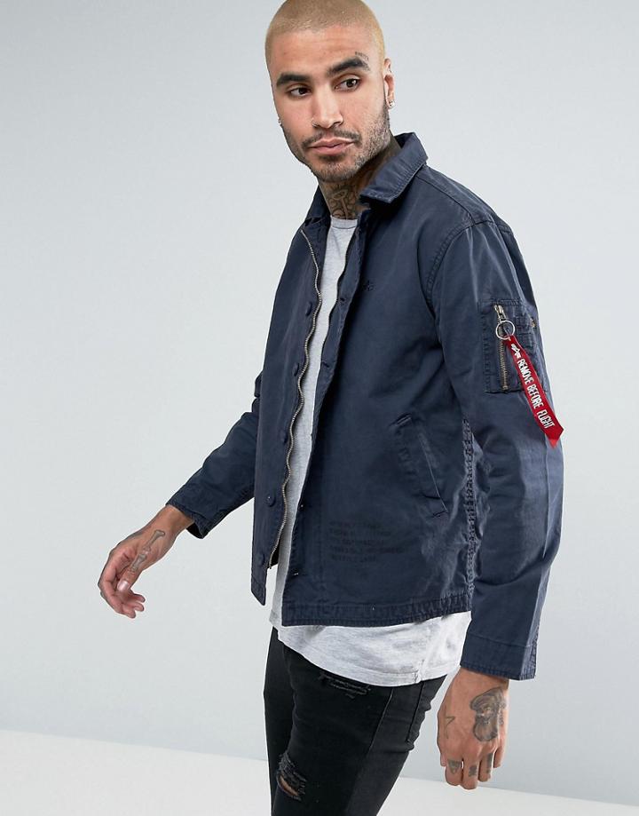 Alpha Industries Military Overshirt Jacket In Navy - Navy