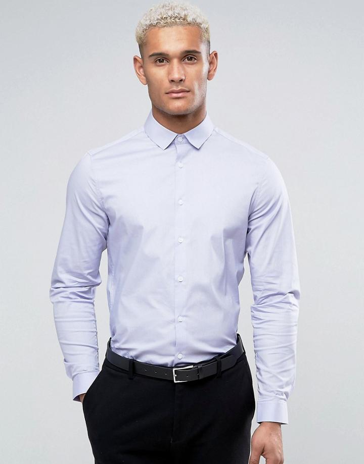 Asos Slim Shirt In Lilac - Purple