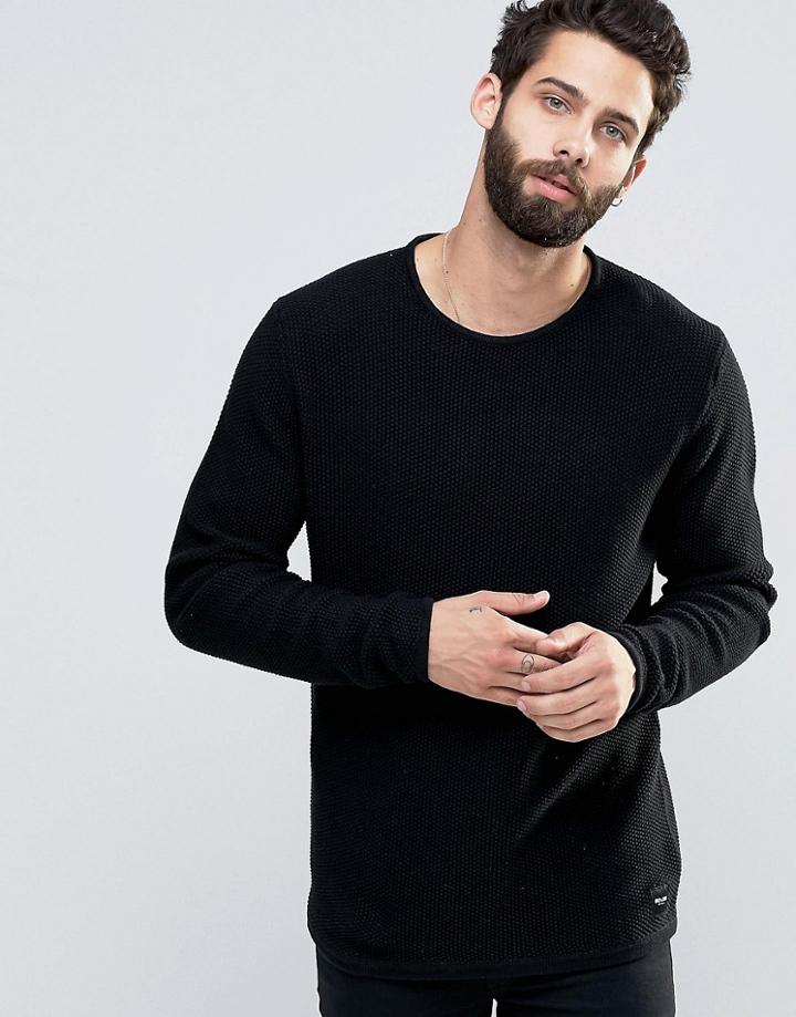 Only & Sons Textured Knitted Sweater - Black