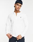Polo Ralph Lauren Slub Jersey Player Logo Long Sleeve Henley Top In White