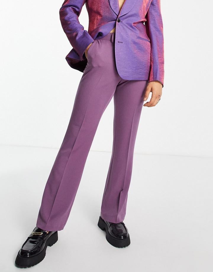 Asos Design Flared Smart Pants In Purple