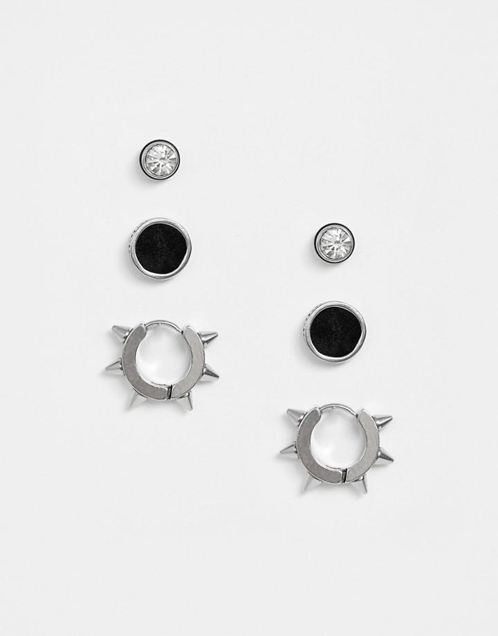 Uncommon Souls Multipack Earrings In Silver