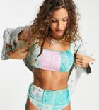 Reclaimed Vintage Inspired High Waist Bikini Bottom In Paisley Print-multi