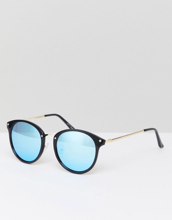 Jeepers Peepers Round Sunglasses In Black/gold - Black