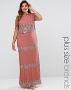 Lovedrobe Luxe Double Layer Embellished Maxi Dress - Pink