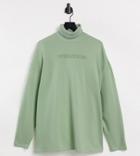 Collusion High Neck T-shirt Dress With Embossed Logo In Pale Green