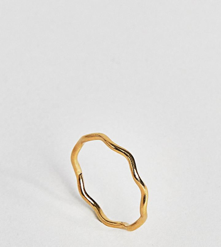 Asos Gold Plated Sterling Silver Sleek Wave Band Ring - Gold