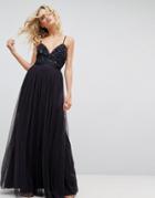 Needle & Thread Embellished Tulle Maxi Dress With Cami Straps - Navy