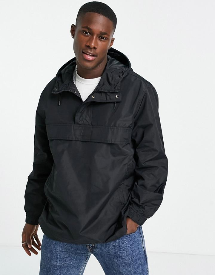 Topman Showerproof Pullover Jacket In Black