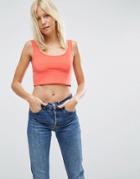 Asos Crop Top With Tank Detail - Pink