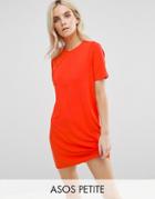 Asos Petite Mini T-shirt Dress With Button Detail - Orange