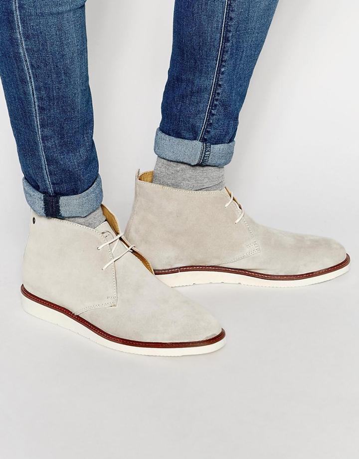 Base London Cobden Suede Chukka Boots - Gray