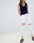 Waven Aki Ripped Knee Boyfriend Jeans - White