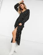 Asos Design Button Through Maxi Tea Dress In Vintage Cherry Print-multi