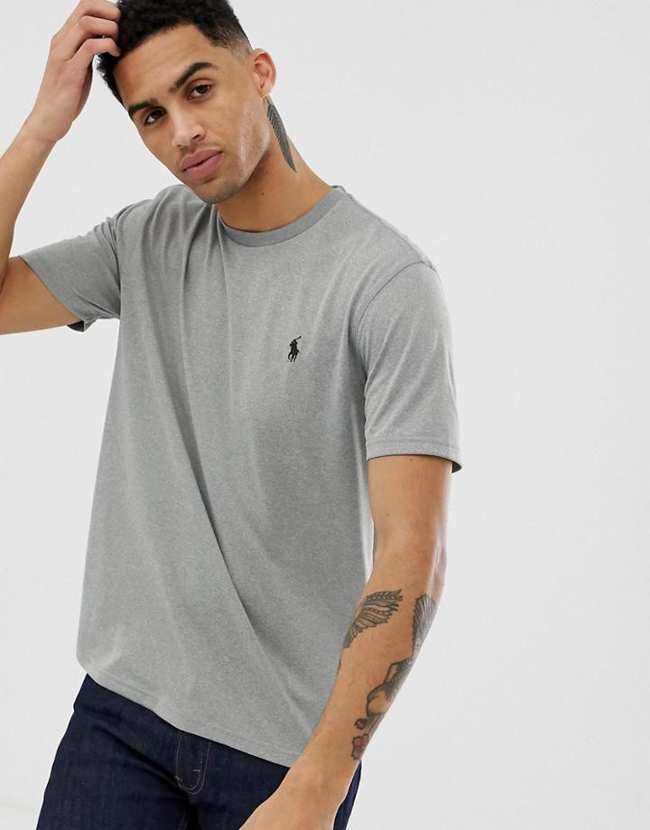 Polo Ralph Lauren Performance Player Logo T-shirt In Gray Marl