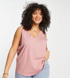 Asos Design Curve Ultimate Tank Top With Scoop Neck In Cotton Blend In Rose - Pink