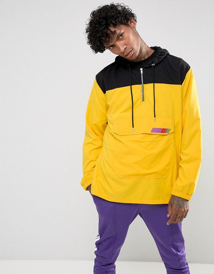 Jaded London Overhead Windbreaker Jacket In Yellow - Yellow