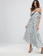 Asos Premium Lace Ruffle Maxi Dress - Multi