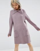 Asos Sweater Dress With Split Neck Detail - Purple