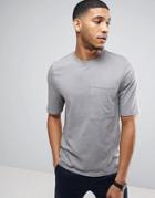 Asos Relaxed T-shirt With Half Sleeve And Pocket In Gray - Gray