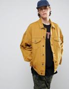 Asos Oversized Denim Jacket In Vintage Yellow - Yellow