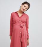 Asos Design Maternity Mini Shirt Dress With Buttons-pink