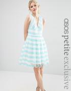 Asos Petite Salon Lace Mini Dress In Stripe - Multi