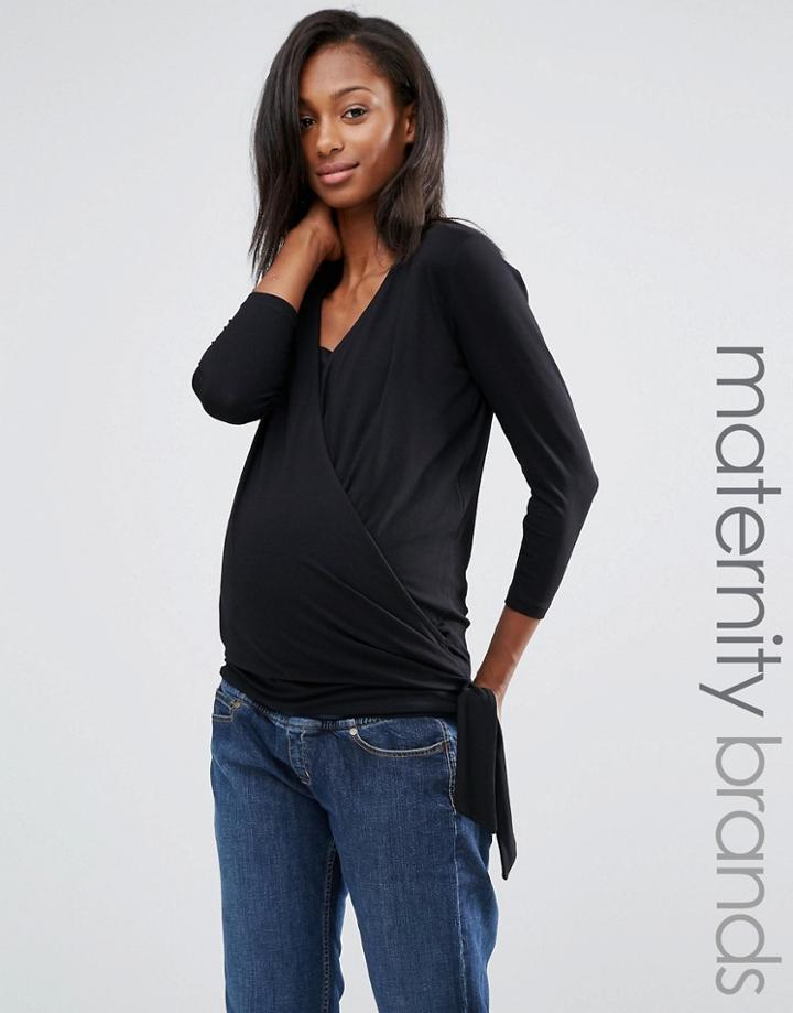 Isabella Oliver Nursing Wrap Top - Black