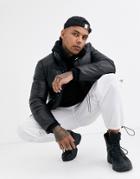 Bershka Wet Look Puffer Jacket In Black