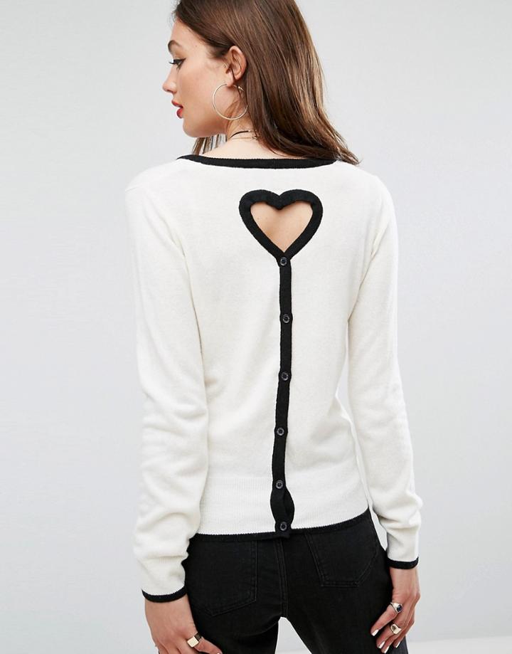 Love Moschino Icon Cashmere Wool Mix Cardigan - Cream