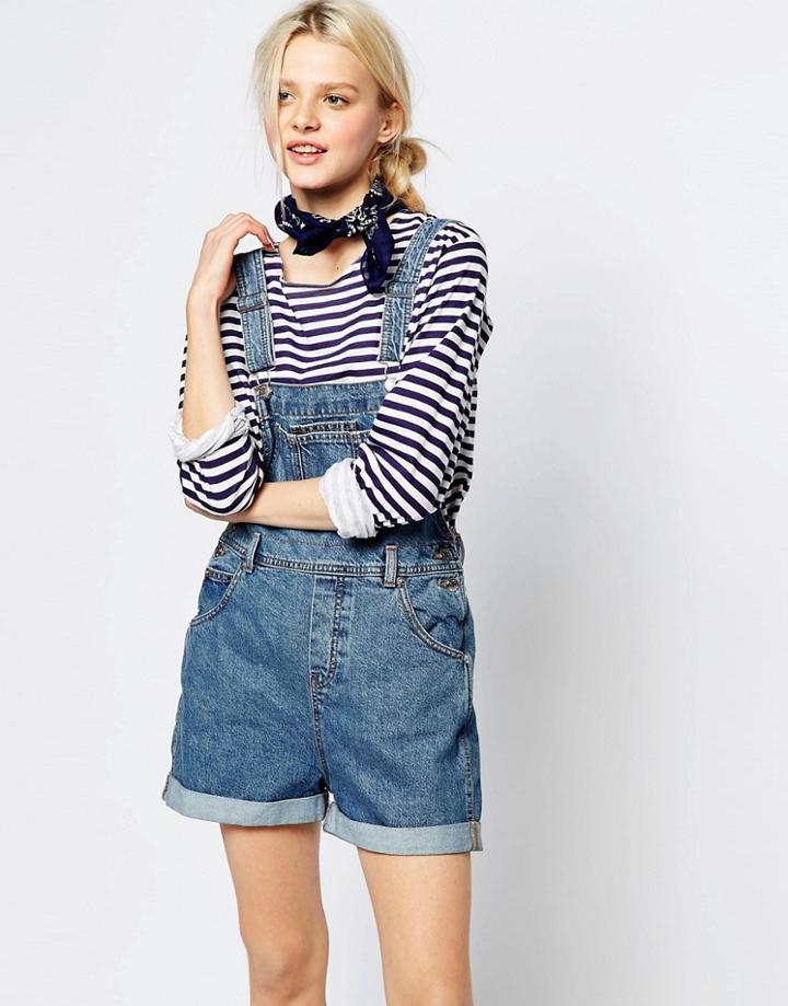 Monki Denim Overall Romper - Blue