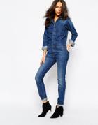 Ba & Sh Madison Denim Jumpsuit - Blue Jeans