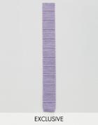 Noak Knitted Square Tie In Stripe - Purple