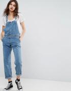 Asos Denim Overall In Midwash Blue - Blue