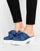 Asos October Chunky Bow Mules - Blue