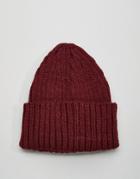 Gregory's Ribbed Beanie In Burgundy - Red