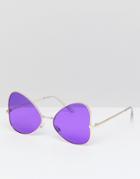 7x Butterfly Aviator Sunglasses - Purple