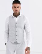 Asos Design Wedding Skinny Suit Suit Vest In Ice Gray Micro Texture