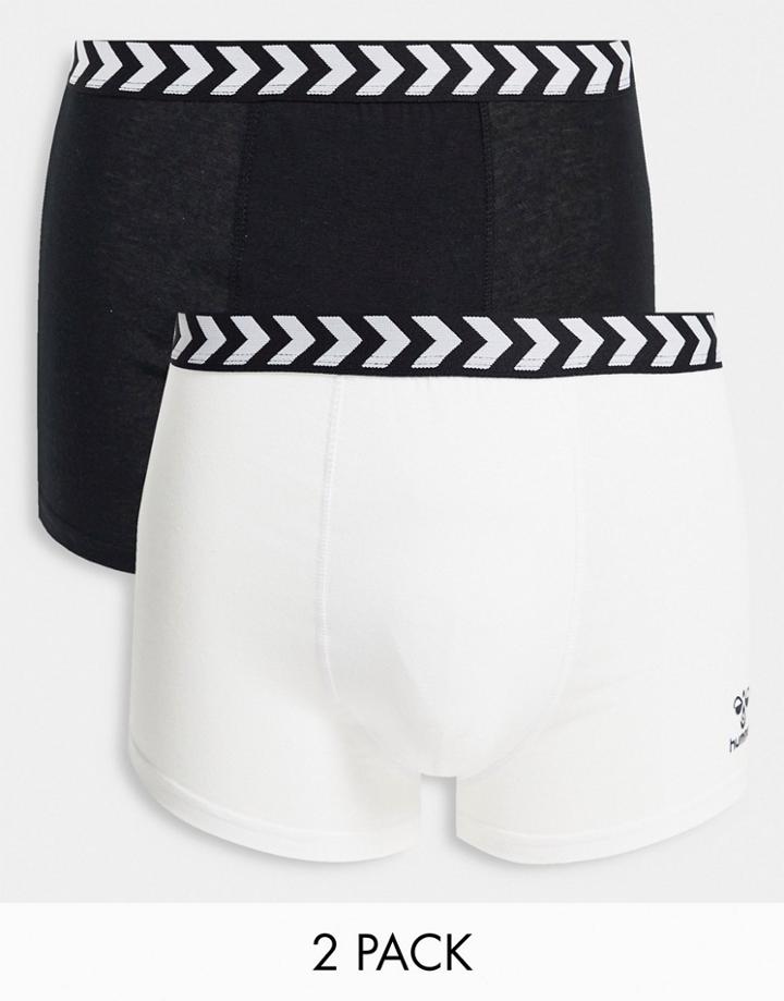 Hummel Classic 2-pack Boxer Shorts In Black And White-multi