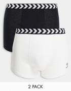 Hummel Classic 2-pack Boxer Shorts In Black And White-multi