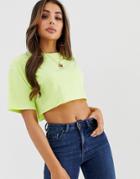 Asos Design Super Crop T-shirt With Raw Edge In Neon Yellow - Yellow