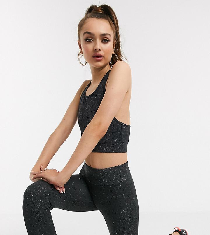 Asos 4505 Petite High Waisted Legging In Glitter-black