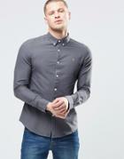 Farah Oxford Shirt In Slim Fit Gray - Gray