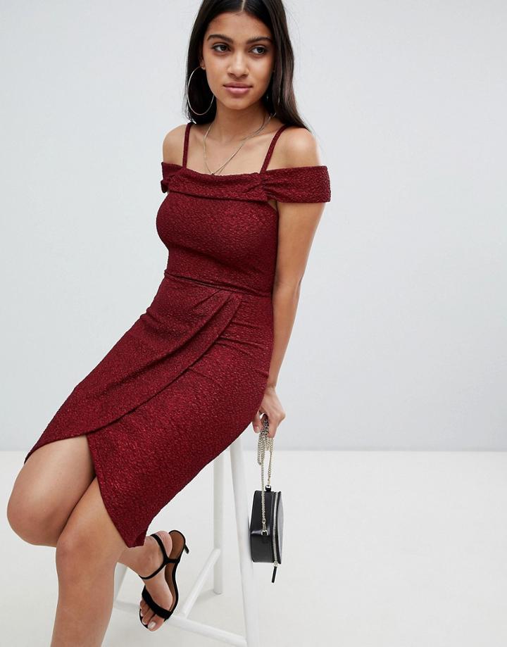 Ax Paris Bardot Midi Dress-red