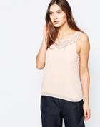 Vila Sleeveless Top With Lace Detail - Rose Smoke
