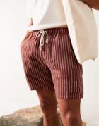 Asos Design Slim Shorts In Red Stripe With Pockets